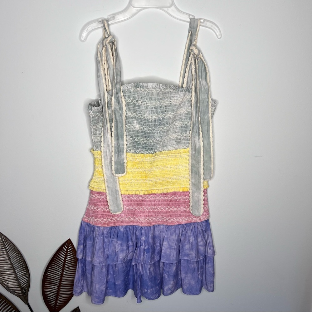 A27‎ Free the Roses Tiered FLORAL EMBROIDERY COLORBLOCK MINI Sherrie Dress